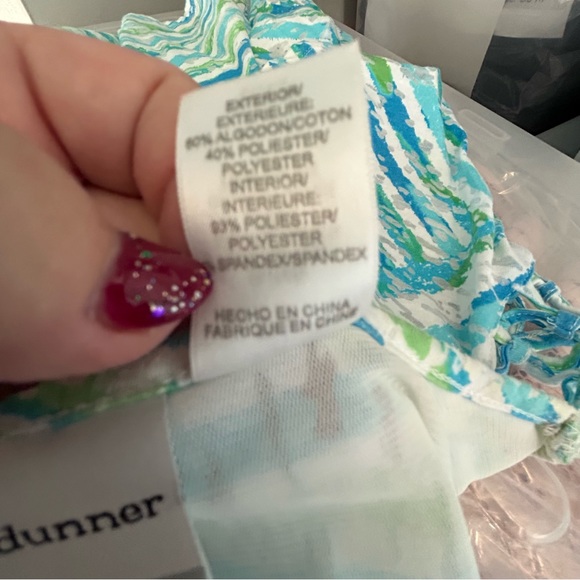 Alfred Dunner petite white blue green crossover stripes lattice lined tee Size L - Picture 7 of 12